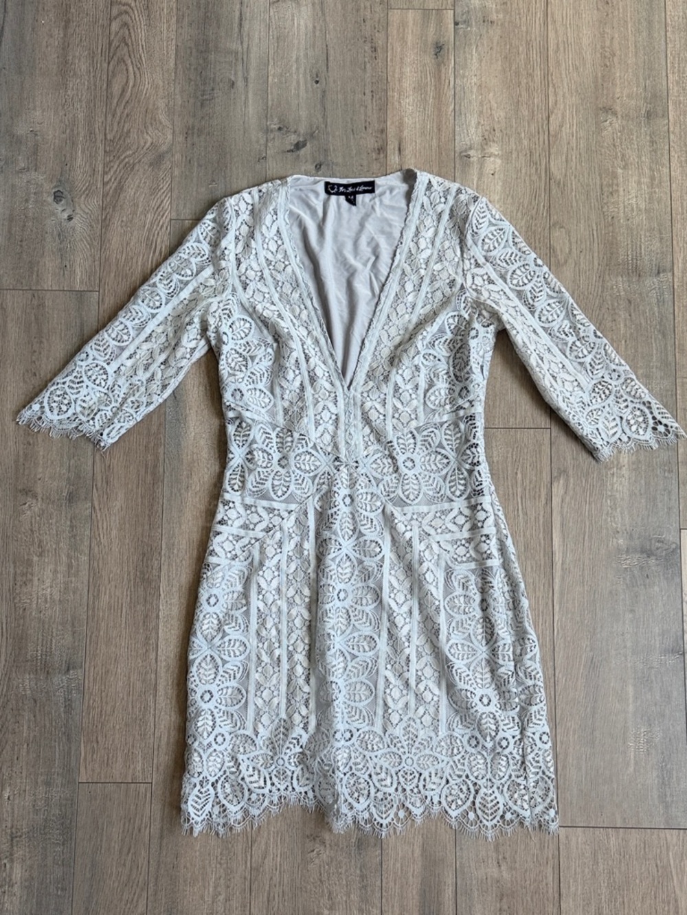 For Love & Lemons Pale Gray V-neck Mini Dress Size Medium